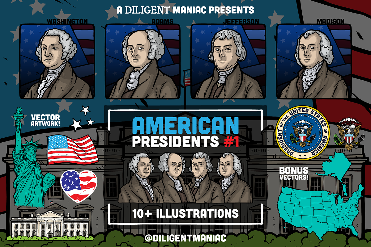 American Presidents Vector Pack 1, a Person Illustration by Vectory by BSC