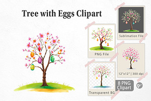 Tree with Eggs Clipart, a Graphic by Artnoy