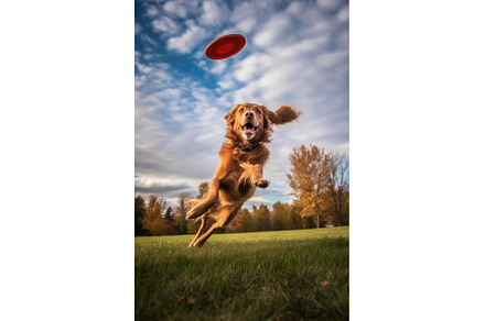 dog catching a frisbee in mid-air, an Animal Photo by Sergey Kotenev