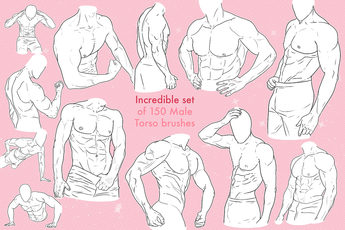 Male torso Procreate Photoshop brush, a Brush Add-On by AppleinaJuice (Photo 3 of 8)