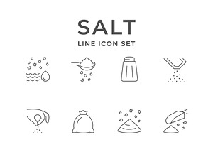 Set Line Icons of Salt, an Outline Icon by motorama