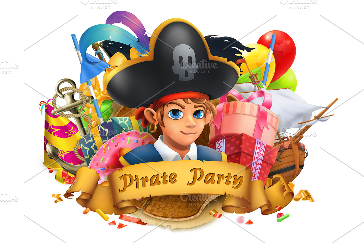 Pirate party. Children holiday, game, an Icon by Allevinatis Studio (Photo 4 of 8)