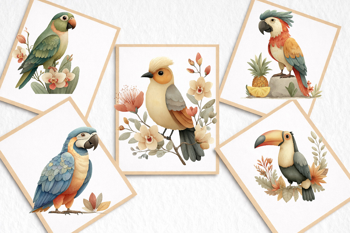 Whimsical Summer Tropical Bird Clipa, an Illustration by DreamArtGraphic (Photo 8 of 8)