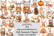 Fall Animals Clipart, a Seasonal Illustration by CitraGraphics (Thumbnail 1 of 4)
