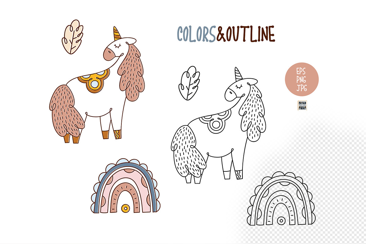 Little Unicorn vector clipart set, an Animal Illustration by Brandianna (Photo 8 of 14)