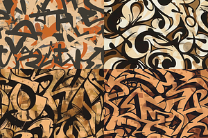 Brown Graffiti Seamless Patterns