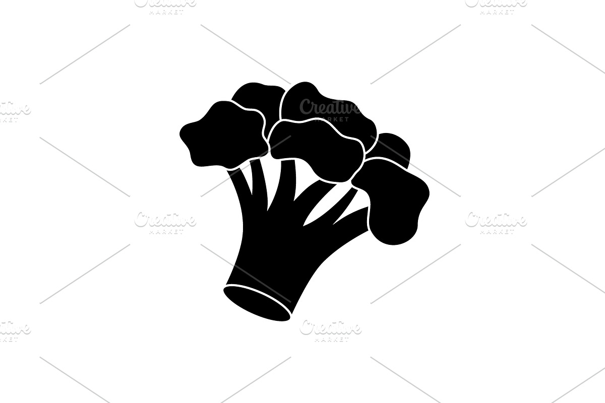 Broccoli black icon. Natural, an Object Illustration by GraphiShop