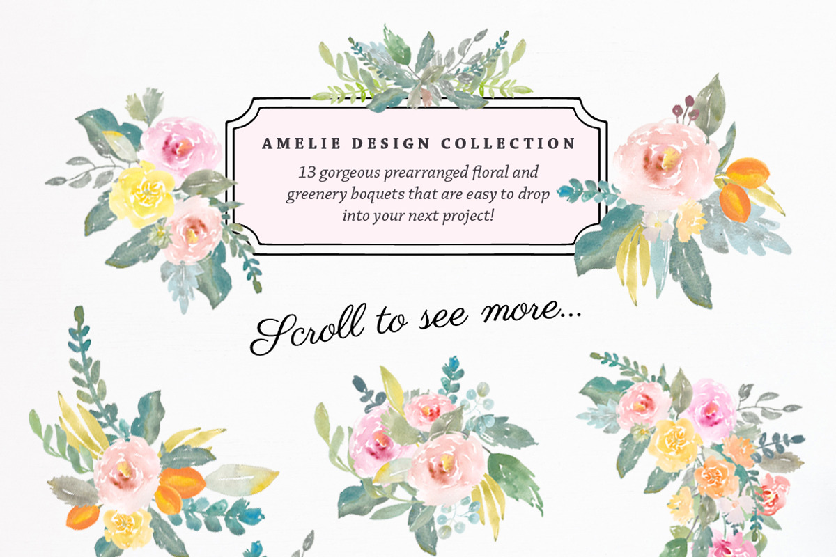 Amelie Watercolor Flower Clipart, an Illustration by Emerald & Ivy Studios (Photo 2 of 5)