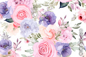 PASTEL ROSES 4. Bundle Of 8 Seamless