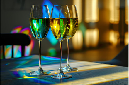 Toasting glasses with sparkling wine, a Food & Drink Photo by Ylivdesign
