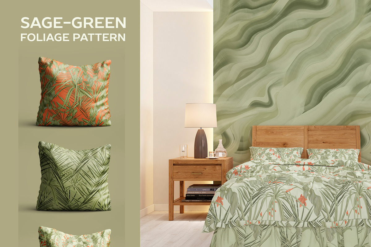 Sage-green foliage pattern, a Pattern Graphic by ANAKOTO (Photo 2 of 13)
