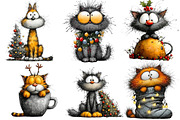 quirky Christmas cat clipart, an Illustration by DreamArtGraphic (Thumbnail 4 of 4)