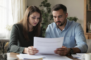 Young couple planning their finances, a Business Photo by Perpis
