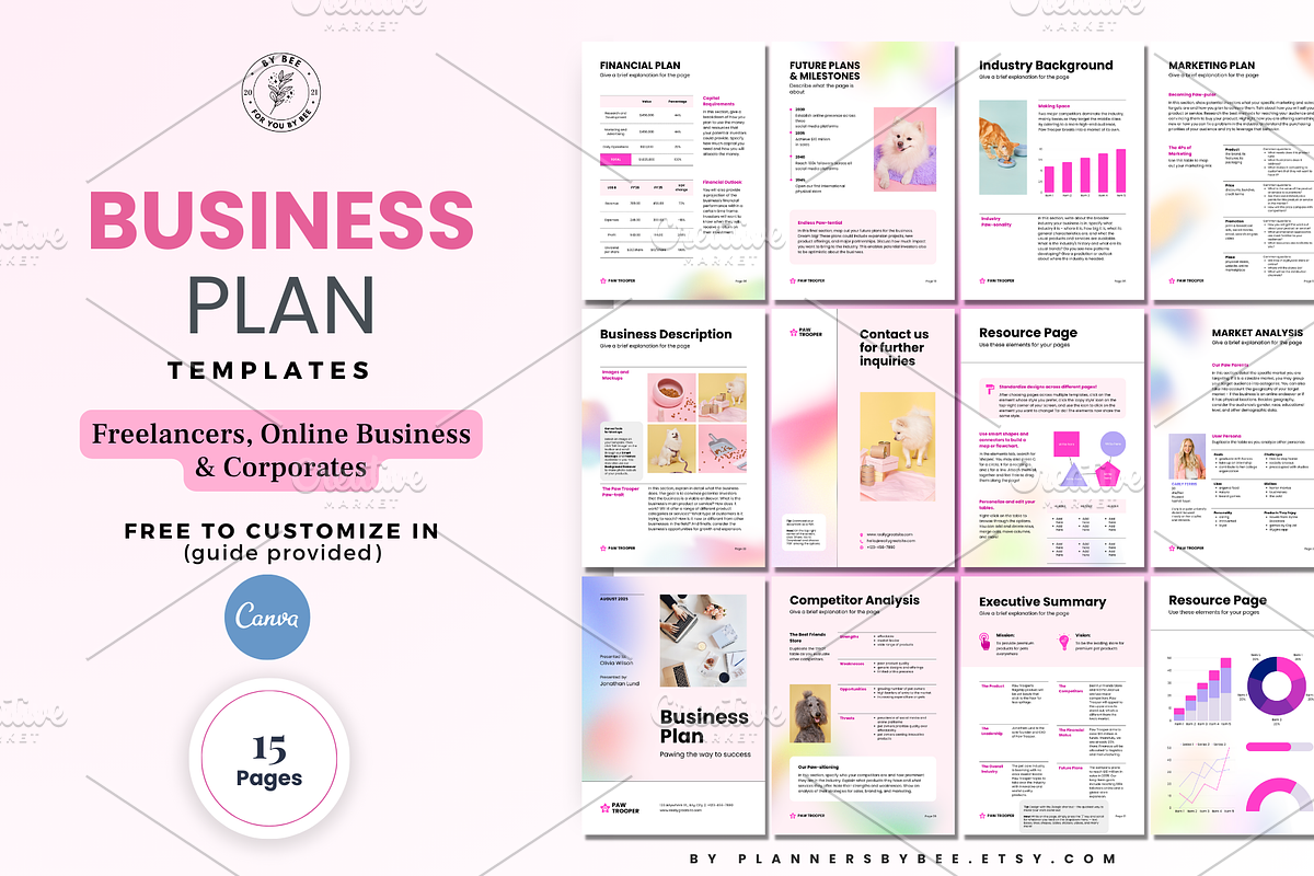 Canva Template for Business Plan, a Print Template by PlannersByBee (Photo 1 of 3)