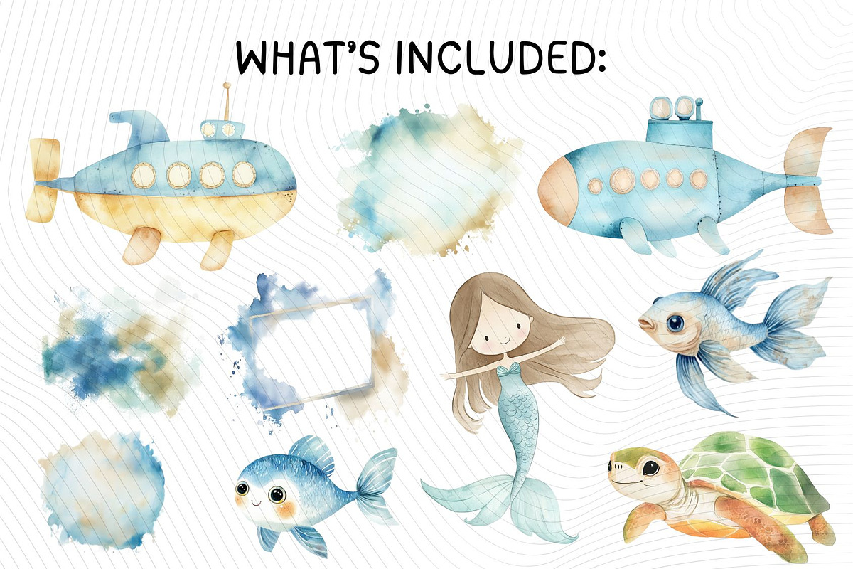 Cute Sea Life Clipart, an Illustration by PassionPNGcreation (Photo 2 of 13)