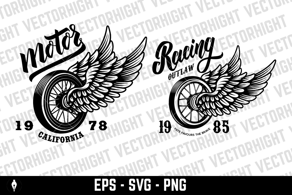 Motorcycle racing emblems, a Transportation Illustration by Vectorhight (Photo 2 of 3)