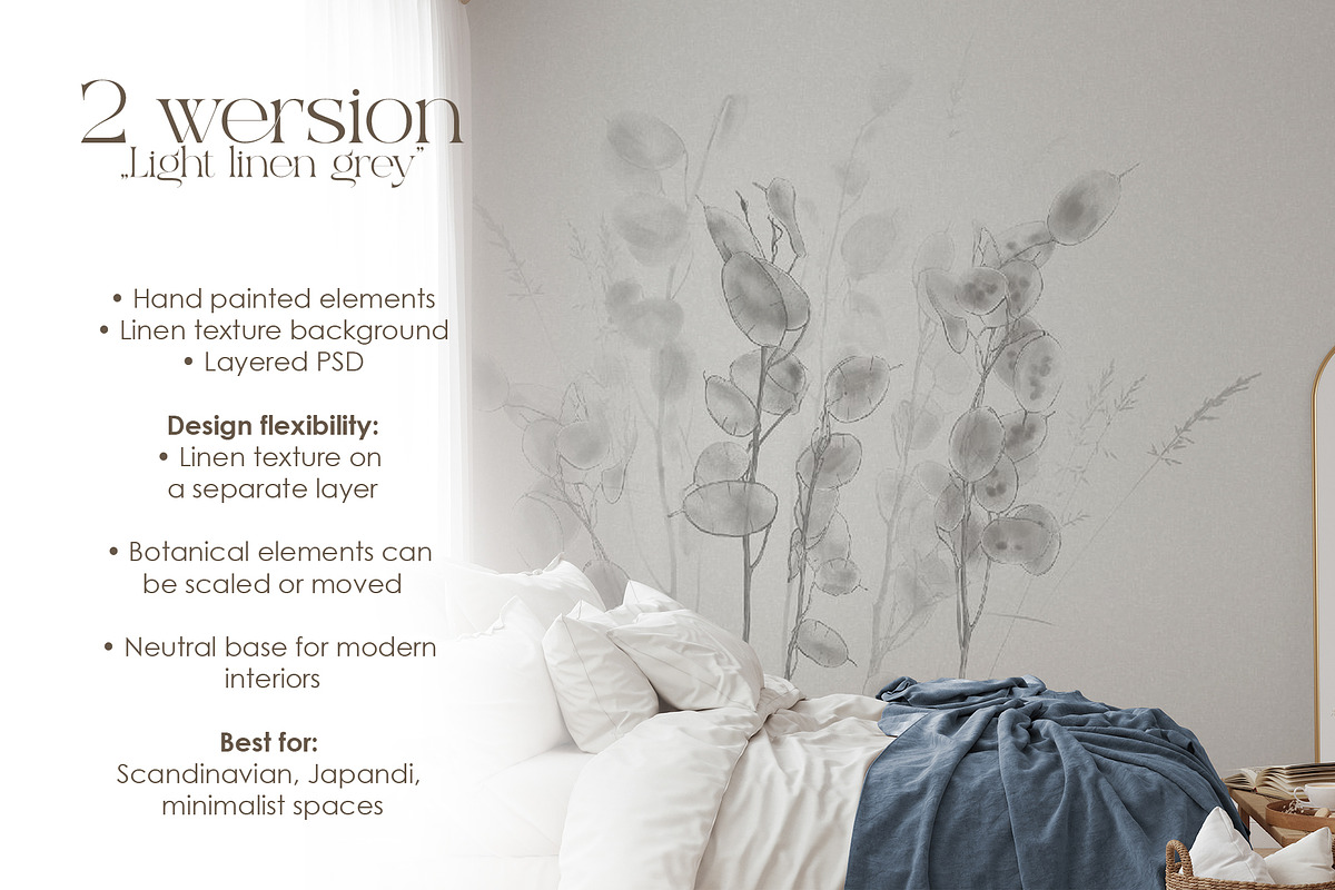Lunaria – Botanical Wall Mural Set, a Wallpaper Graphic by Timofi Art (Photo 5 of 9)