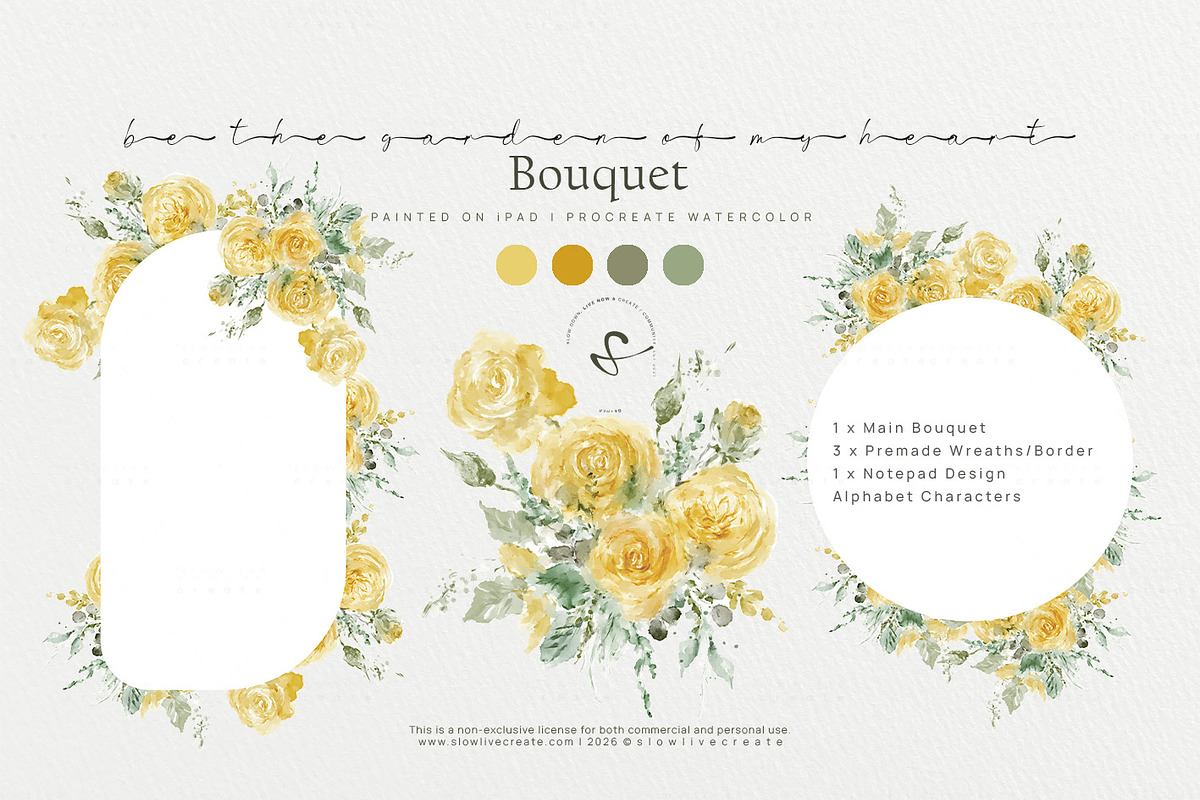 Bloom | Yellow Roses Watercolor, a Texture Graphic by slowlivecreate (Photo 1 of 6)