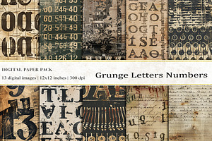 Grunge Letters Number Digital Papers