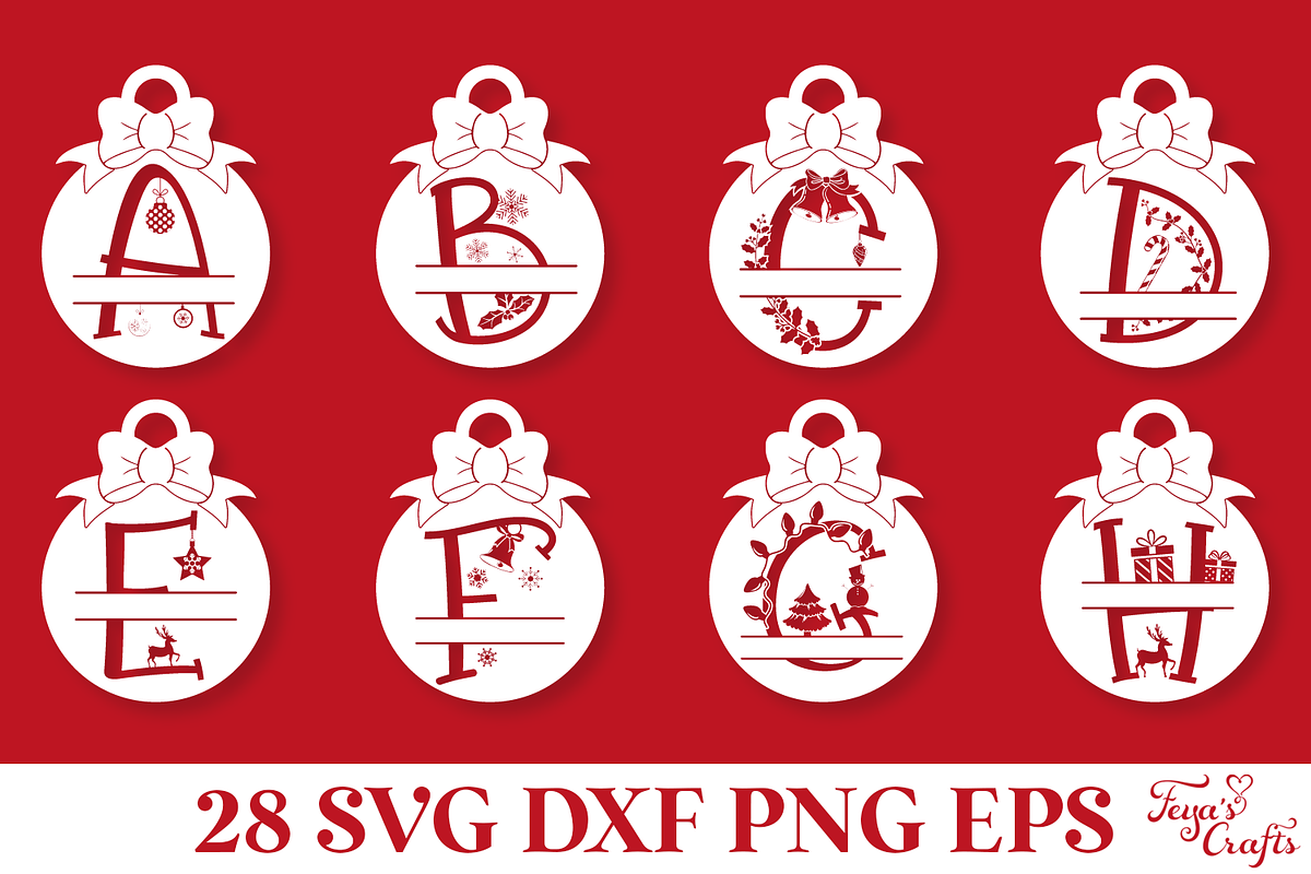 Round Christmas Monogram Vector Pack, an Illustration by Anastasia Feya (Photo 4 of 9)