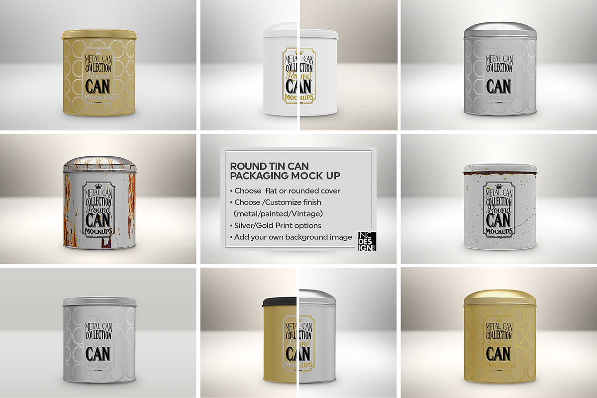 Round Tall Tin Can Packaging Mockup, a Cups & Container Mockup by INCDesign (Photo 7 of 7)