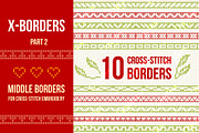 Cross-stitch borders set 2 - MIDDLE, an Object Graphic by Slanapotam (Thumbnail 1 of 2)