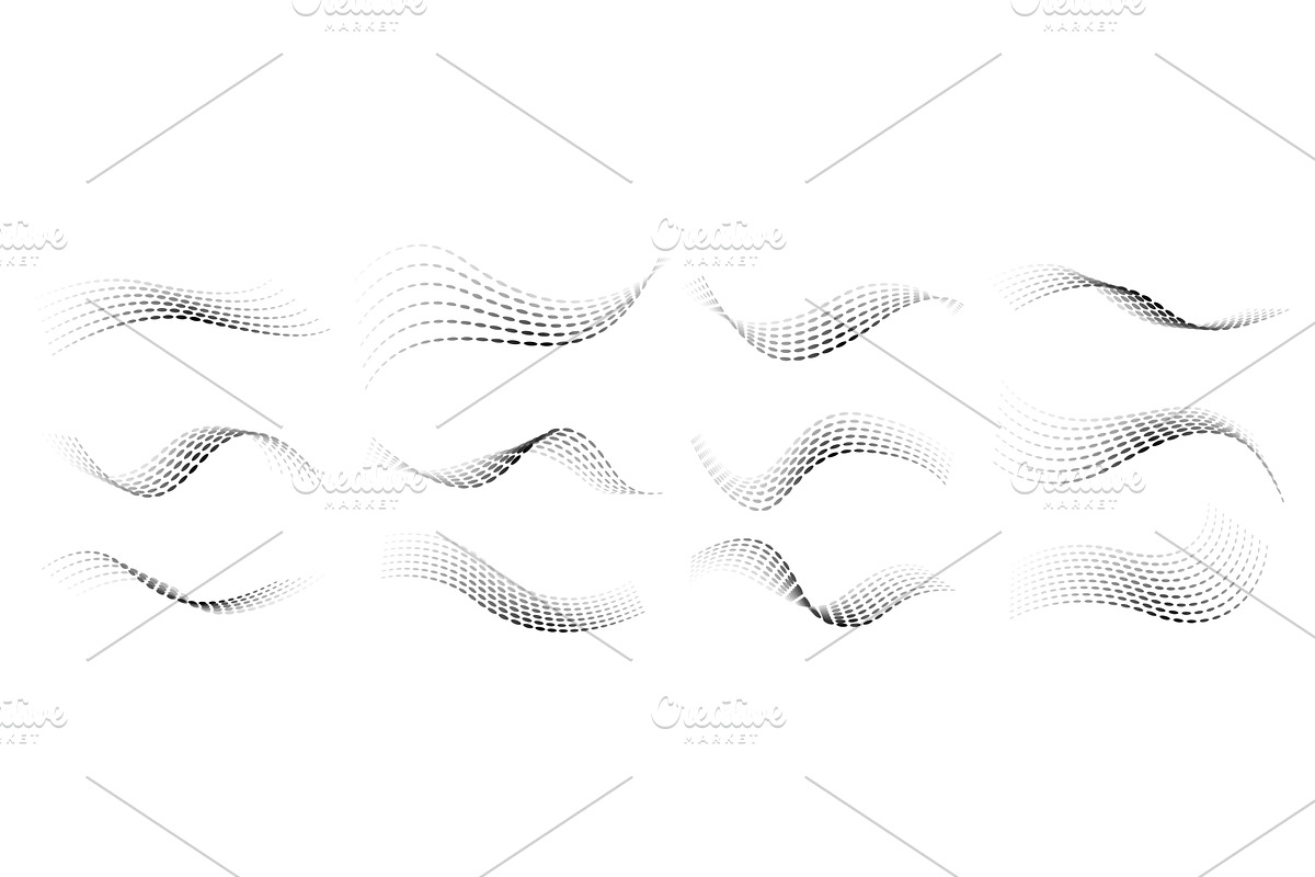 Dotted halftone waves set, an Illustration by Things for designers