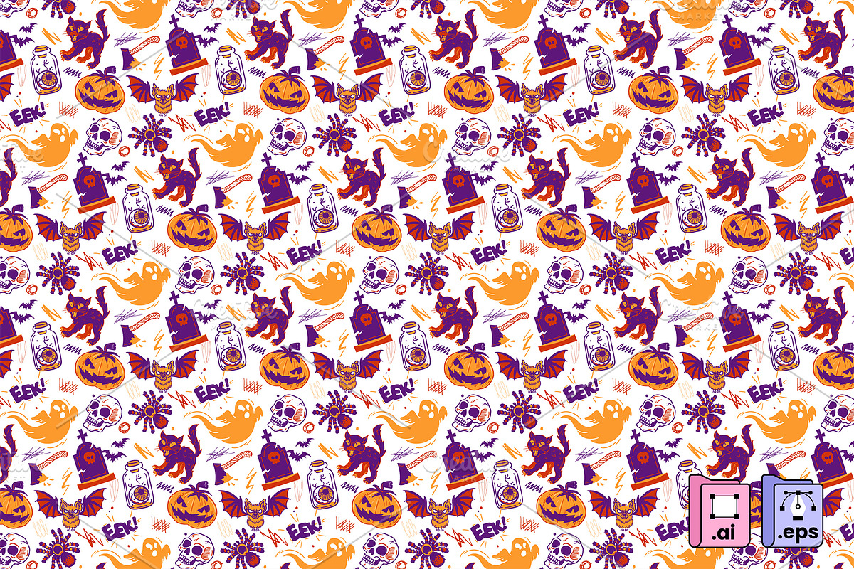 Spooky Halloween Icons Pattern, a Pattern Graphic by MISS CHATZ (Photo 2 of 3)