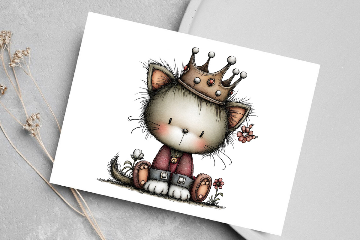 Whimsical Cute Cat Clipart Bundle, an Illustration by Canvas Craft (Photo 5 of 7)