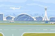Plane on runway near airport, a Transportation Illustration by Good Studio (Thumbnail 3 of 3)