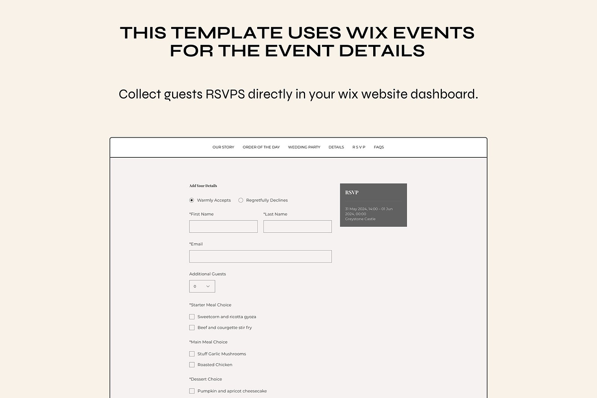 Wix RSVP Wedding Website Template, a Wix Template by The Pixel Palace (Photo 5 of 7)