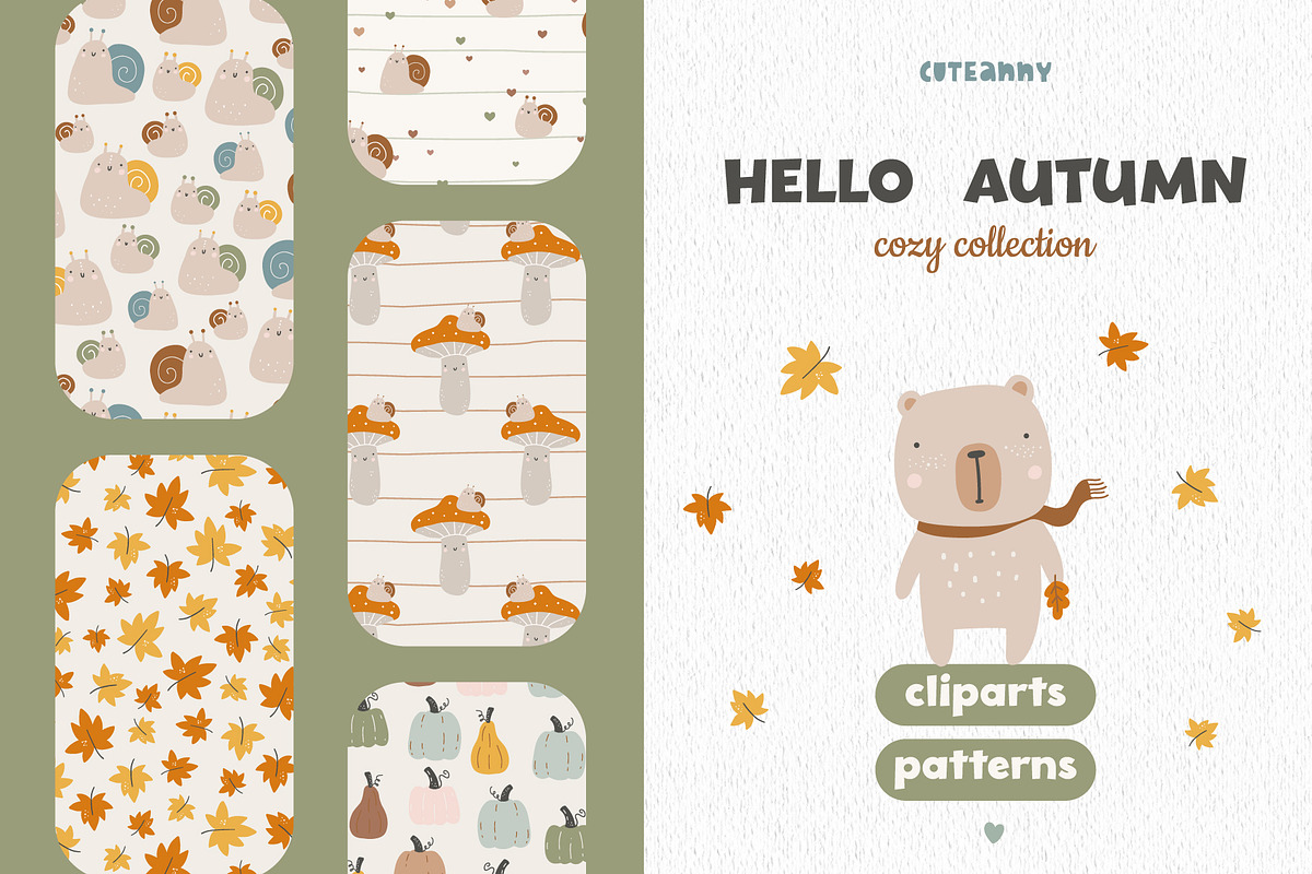 Hello autumn kids graphic collection, a Pattern Graphic by Cuteanny Design (Photo 1 of 10)