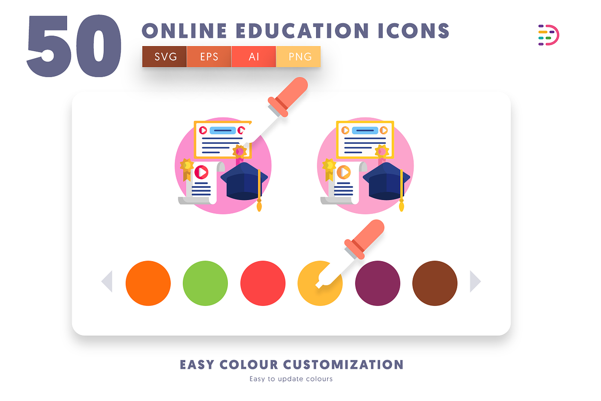 50 Online Education Icons, an Outline Icon by Dighital (Photo 8 of 10)