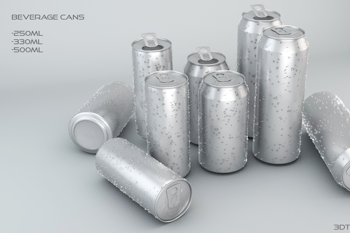 Beverage Cans in 3 Sizes, a Food & Drink 3D Model by 3DTreatment (Photo 6 of 6)