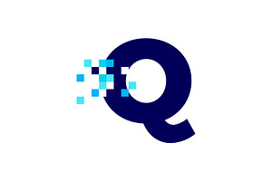 q letter pixel mark digital 8 bit, a Branding & Logo Template by VASTARD STUDIO