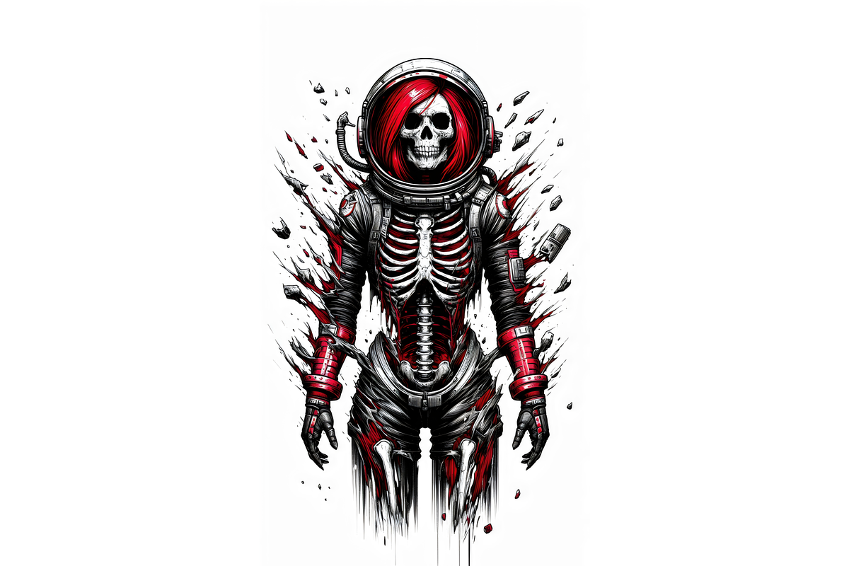 Gothic Red-Haired Astronaut Tattoo, a Person Illustration by Miira