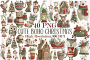 Cute Boho Christmas Watercolor Clipa, an Illustration by Sublimation Artist (Thumbnail 1 of 6)