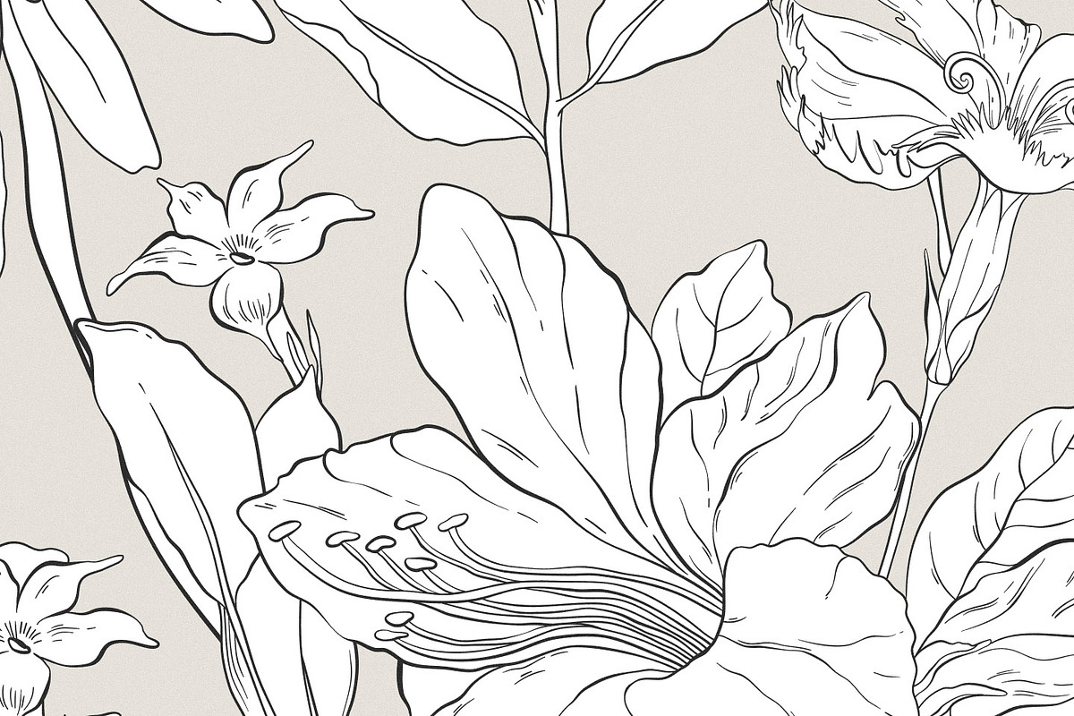 Elegant Botanical Floral Pattern, a Pattern Graphic by likorbut (Photo 12 of 14)