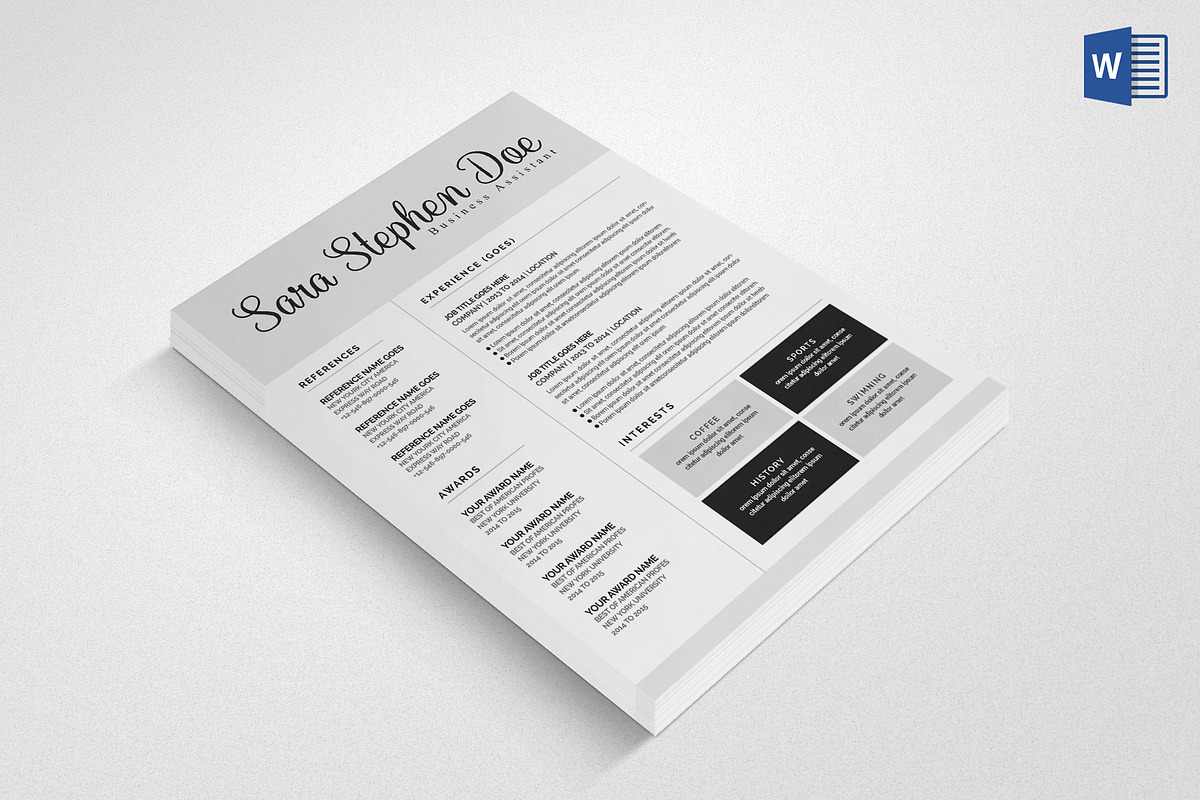 Minimal Resume/ CV Set, a Resume Template by graphicforest (Photo 6 of 7)
