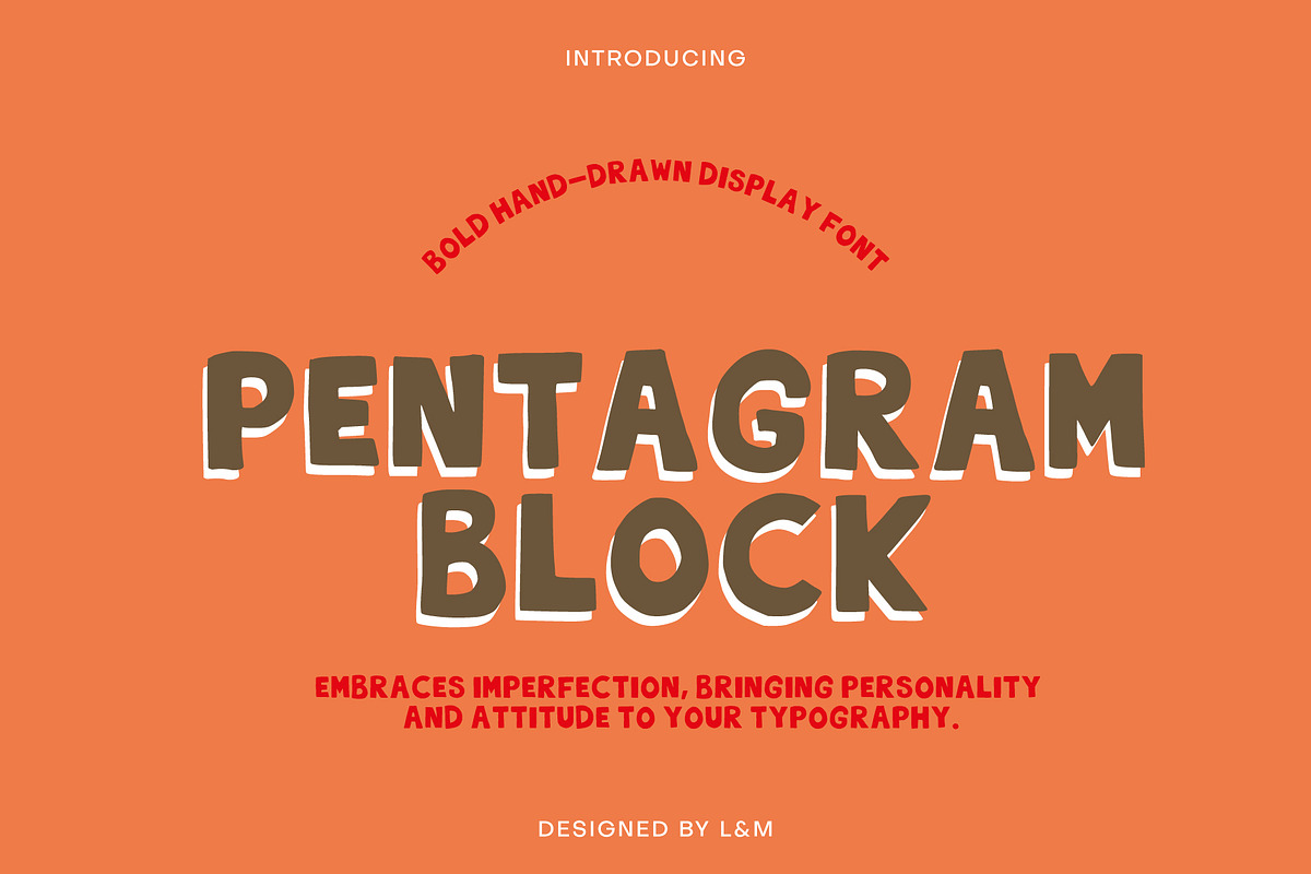 Pentagram Block - Bold display Font, a Handwritten Font by Lise & Mike–Visual Makers (Photo 1 of 6)