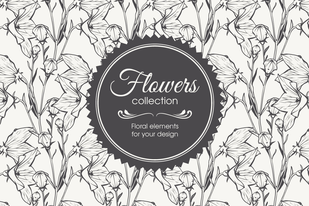 Linear vector flowers set, an Illustration by Color and Decor (Photo 3 of 3)