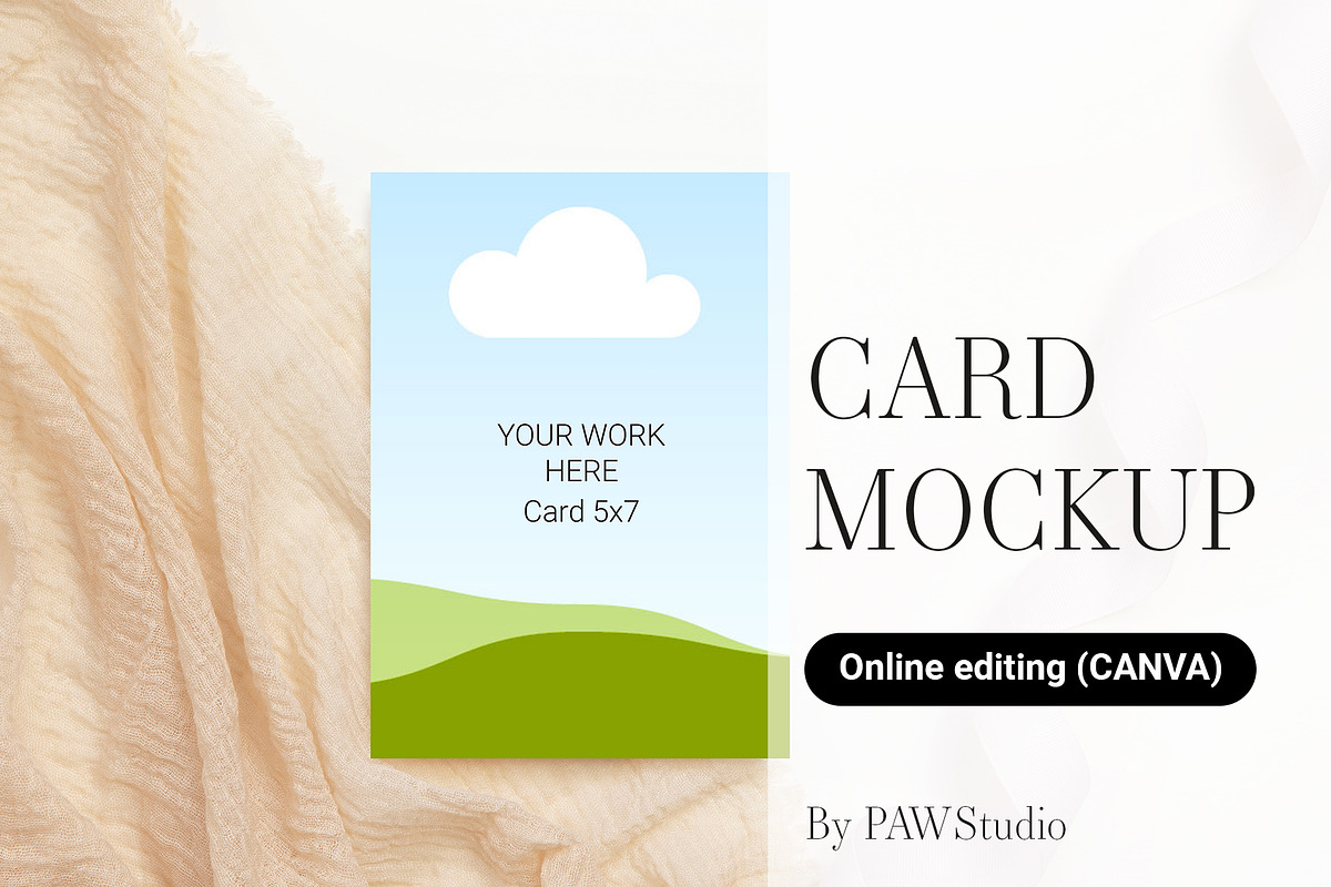 Card Mockup 5x7 Online Edit Canva, a Product Mockup by PawMockups 2 (Photo 1 of 8)