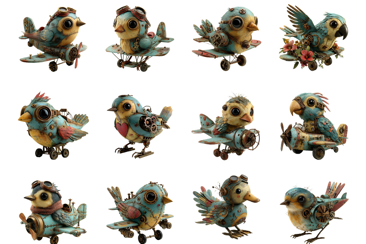 Bird Piloting Whimsical Clipart, a Seasonal Illustration by Designking (Photo 2 of 5)