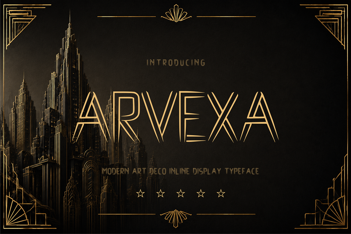ARVEXA — Art Deco Inline Display, a Blackletter Font by idealistudio (Photo 1 of 5)