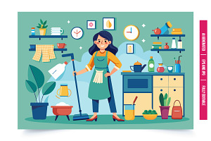 A cartoon illustration of a woman cl, an Illustration by Tanuart