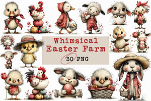 Whimsical Easter Farm Clipart, an Illustration by Libby Wishes