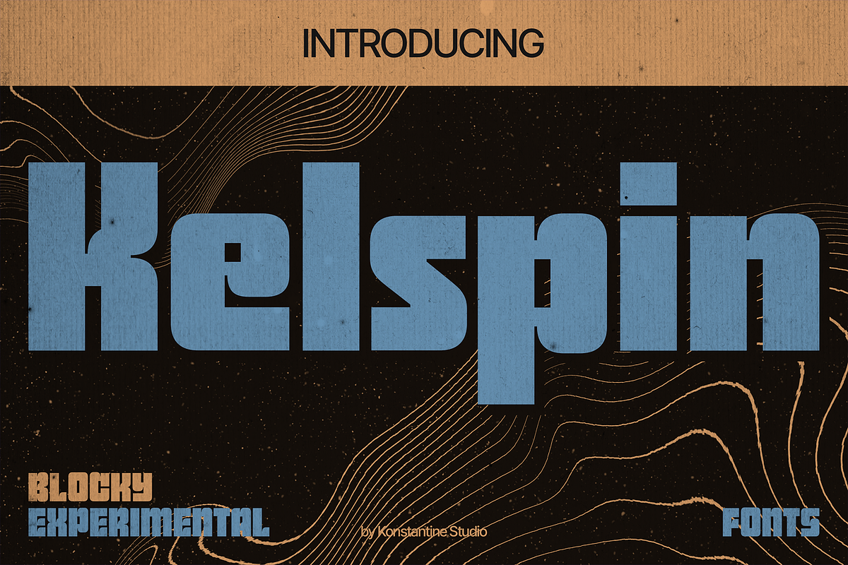 Kelspin - Blocky Experimental Fonts, a Sans Serif Font by Konstantine Studio (Photo 1 of 4)
