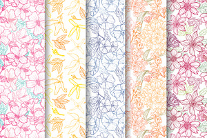 18 Floral Seamless Patterns Set