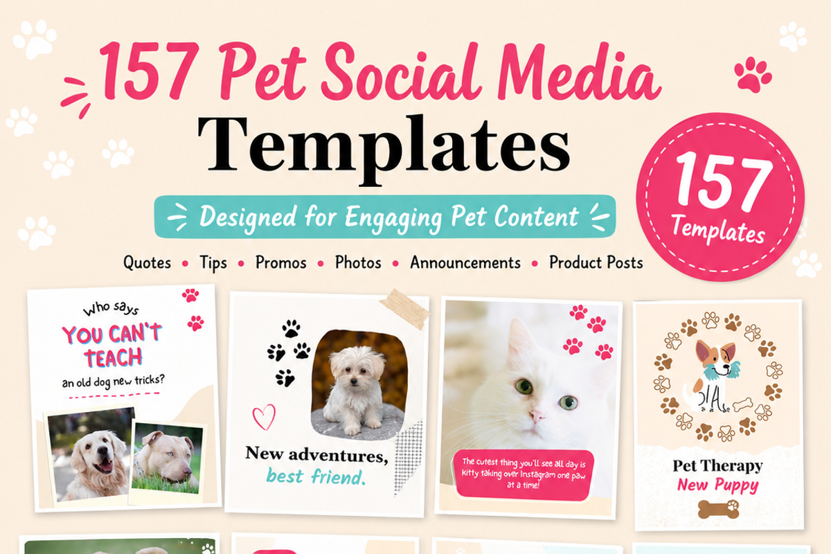 Pet Social Media Canva Templates, a Social Media Template by Local Marketing Templates (Photo 1 of 8)