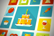 Flat Vector Birthday Party Icons, an Icon by painterr (Thumbnail 1 of 2)